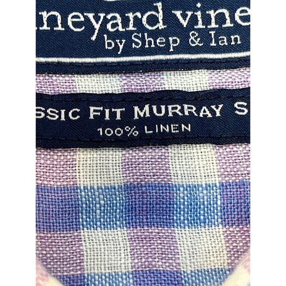 Vineyard Vines Classic Fit Murray Shirt Men's Size Small Gingham 100% Linen READ - Picture 4 of 10